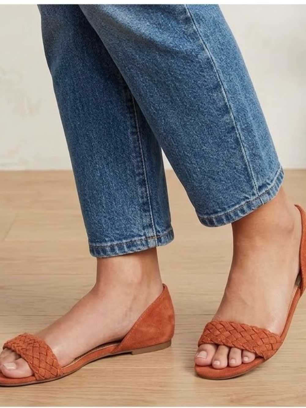 Old Navy rust orange braided suede flats size 7